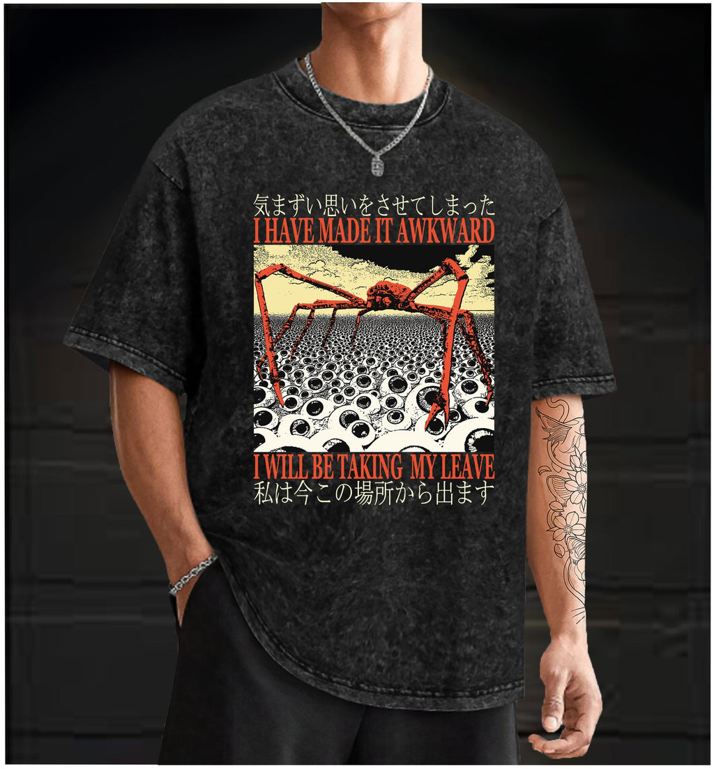  Spider WILL BE TAKING MY LEAVE  Vintage Washed 100% Cotton T-Shirt - TheDrunkShark