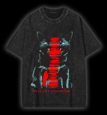  Split Cat Syndrome Vintage Washed 100% Cotton T-Shirt - TheDrunkShark