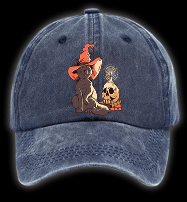 Spooky Cat's Night Vintage Washed 100% Cotton Baseball Hat - TheDrunkShark