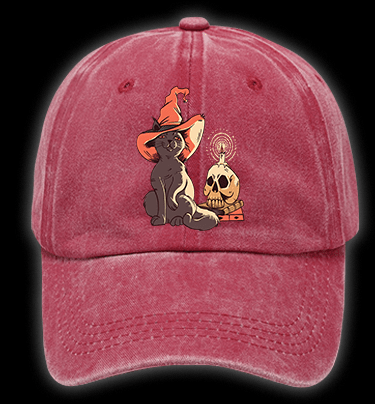 Spooky Cat's Night Vintage Washed 100% Cotton Baseball Hat - TheDrunkShark