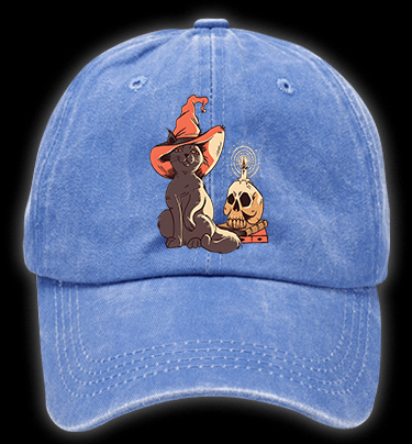 Spooky Cat's Night Vintage Washed 100% Cotton Baseball Hat - TheDrunkShark