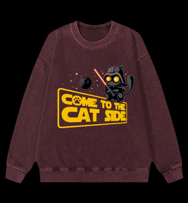 Star Cat Vintage Washed 100% Cotton Sweatshirt - TheDrunkShark