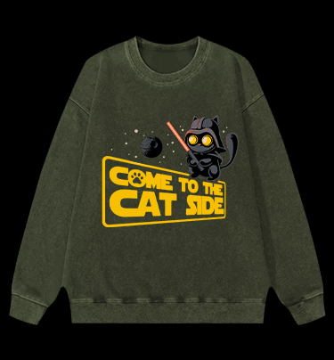 Star Cat Vintage Washed 100% Cotton Sweatshirt - TheDrunkShark