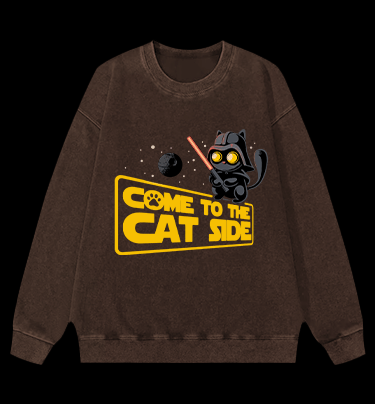 Star Cat Vintage Washed 100% Cotton Sweatshirt - TheDrunkShark