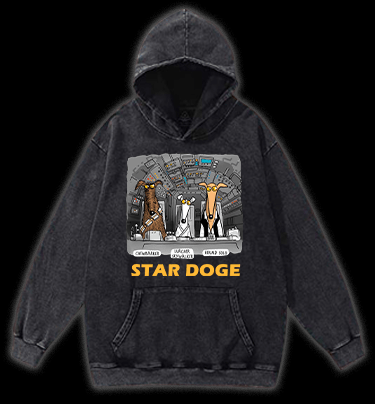 Star Doge Vintage Washed 100% Cotton Hoodie - TheDrunkShark