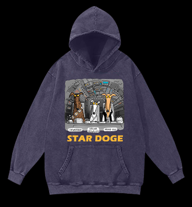 Star Doge Vintage Washed 100% Cotton Hoodie - TheDrunkShark
