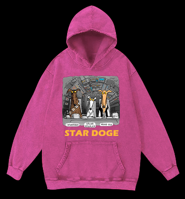 Star Doge Vintage Washed 100% Cotton Hoodie - TheDrunkShark