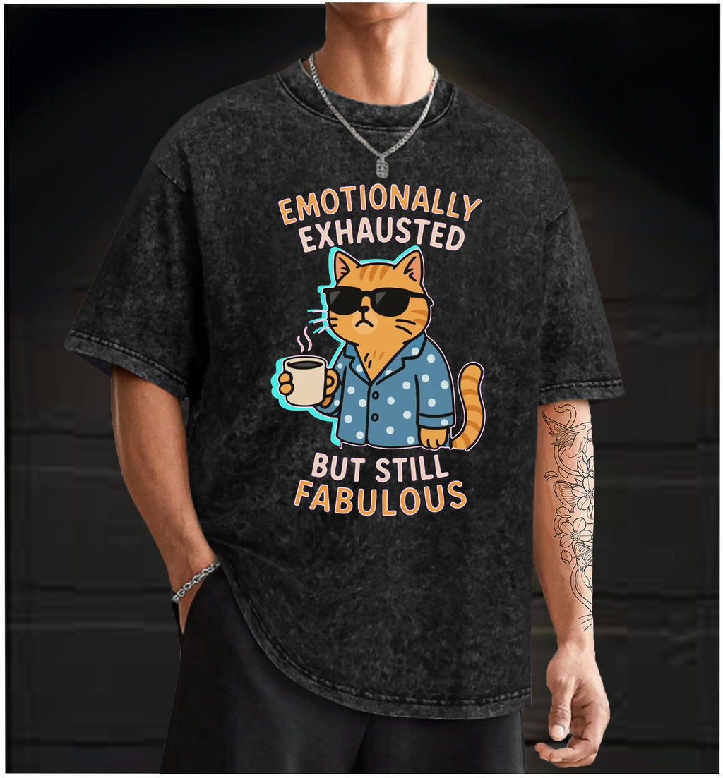  Still a Fabulous Cat Vintage Washed 100% Cotton T-Shirt - TheDrunkShark