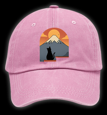 Sunset Cat by Fuji Vintage Washed 100% Cotton Baseball Hat - TheDrunkShark