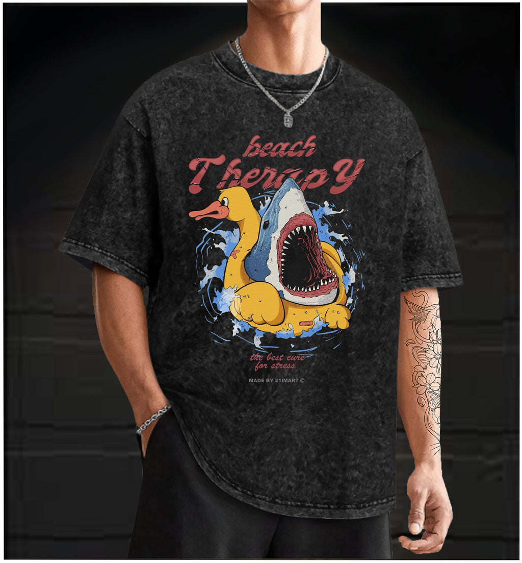  Surprise Shark  Vintage Washed 100% Cotton T-Shirt - TheDrunkShark