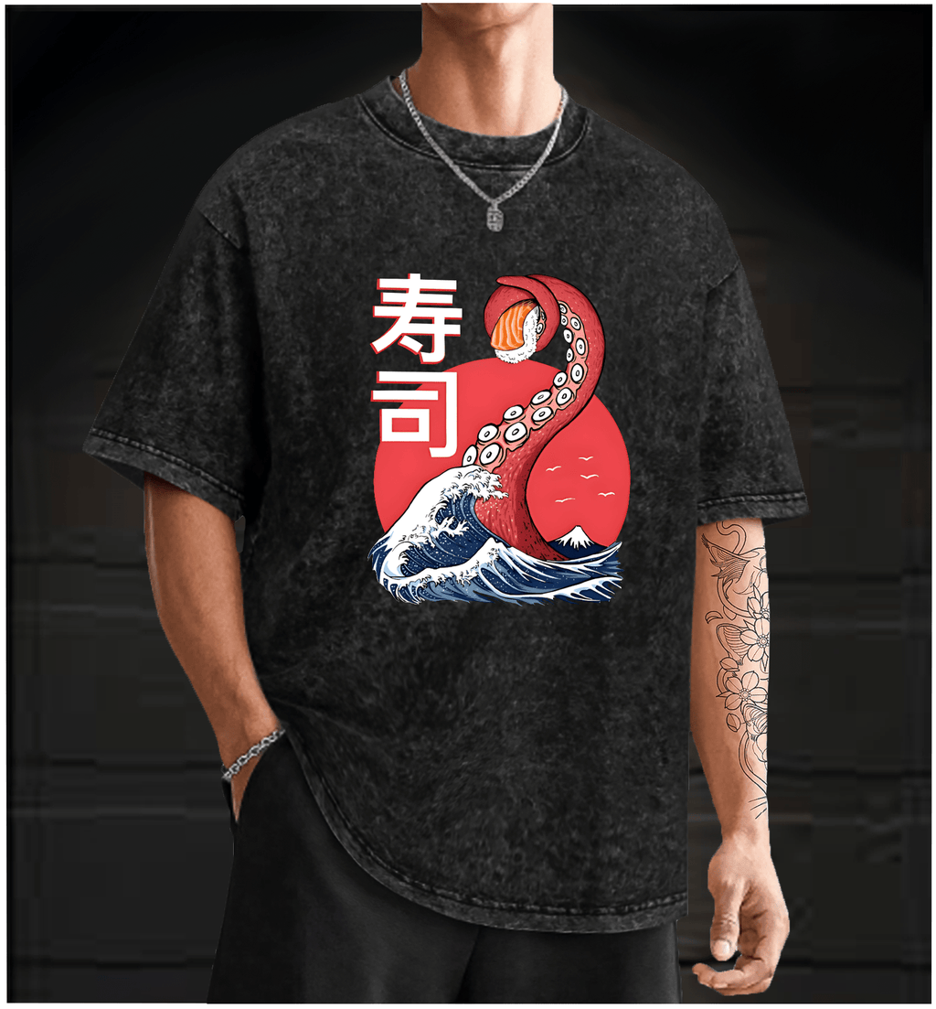 Sushi Octopus Vintage Washed 100% Cotton T-Shirt - TheDrunkShark
