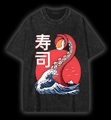 Sushi Octopus Vintage Washed 100% Cotton T-Shirt - TheDrunkShark