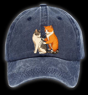 Tattooed Cat Vintage Washed 100% Cotton Baseball Hat - TheDrunkShark