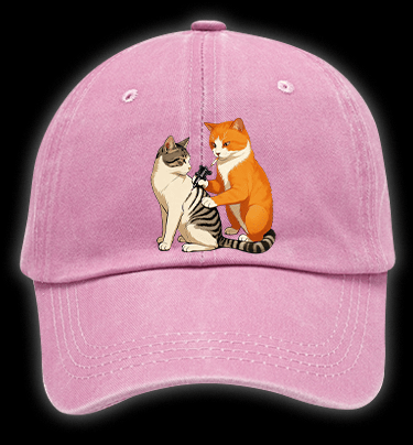 Tattooed Cat Vintage Washed 100% Cotton Baseball Hat - TheDrunkShark