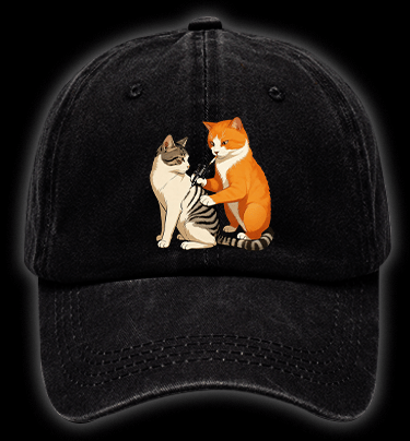Tattooed Cat Vintage Washed 100% Cotton Baseball Hat - TheDrunkShark