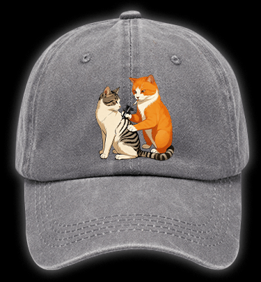 Tattooed Cat Vintage Washed 100% Cotton Baseball Hat - TheDrunkShark
