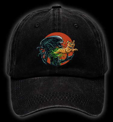 The cat from  Alien  Vintage Washed 100% Cotton Baseball Hat - TheDrunkShark