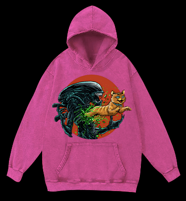 The cat from  Alien  Vintage Washed 100% Cotton Hoodie - TheDrunkShark