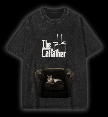  The Catfather  Vintage Washed 100% Cotton T-Shirt - TheDrunkShark