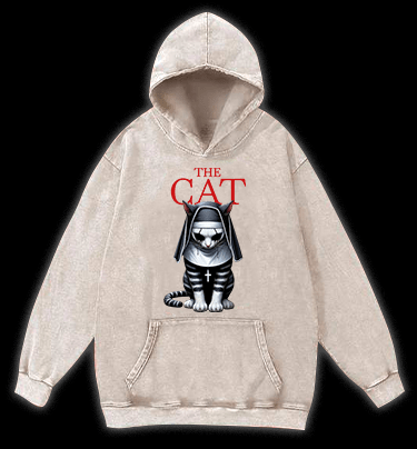 The Conjuring Cat Vintage Washed 100% Cotton Hoodie - TheDrunkShark