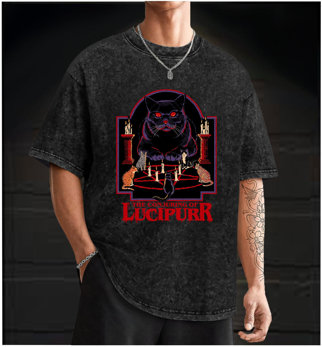  The Conjuring of Lucipurr  Vintage Washed 100% Cotton T-Shirt - TheDrunkShark