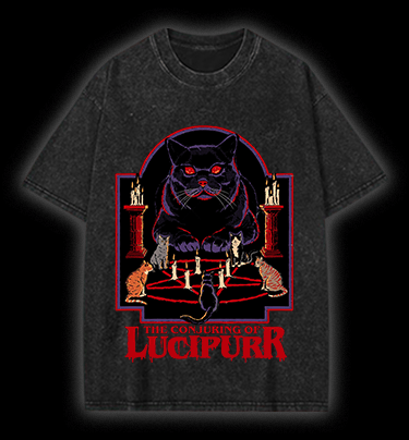  The Conjuring of Lucipurr  Vintage Washed 100% Cotton T-Shirt - TheDrunkShark