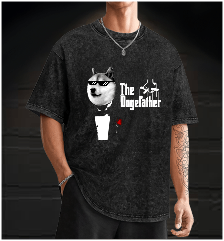  The Doge Godfather Vintage Washed 100% Cotton T-Shirt - TheDrunkShark