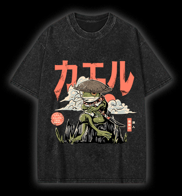  The Frog Ronin  Monster Vintage Washed 100% Cotton T-Shirt - TheDrunkShark