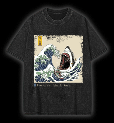  The Great Shark Wave. Vintage Washed 100% Cotton T-Shirt - TheDrunkShark