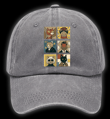 The Greatest Masters Of Art Cat Vintage Washed 100% Cotton Baseball Hat - TheDrunkShark