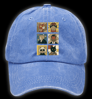The Greatest Masters Of Art Cat Vintage Washed 100% Cotton Baseball Hat - TheDrunkShark