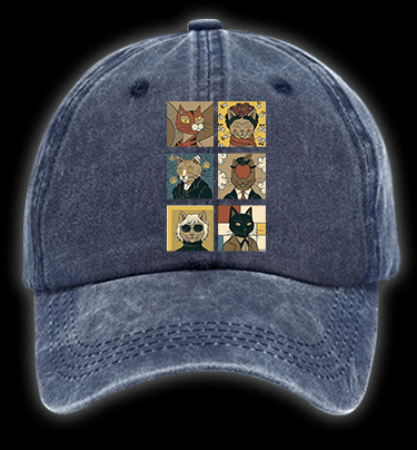 The Greatest Masters Of Art Cat Vintage Washed 100% Cotton Baseball Hat - TheDrunkShark