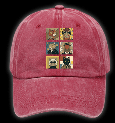 The Greatest Masters Of Art Cat Vintage Washed 100% Cotton Baseball Hat - TheDrunkShark