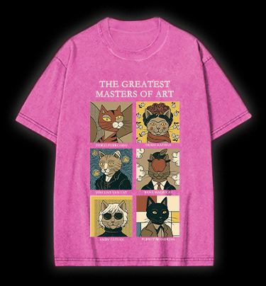 The Greatest Masters Of Art Cat Vintage Washed 100% Cotton T-Shirt - TheDrunkShark