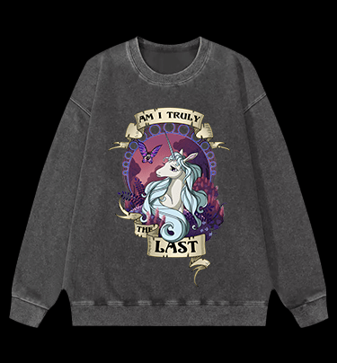 The Last Unicorn Fantasy Vintage Washed 100% Cotton Sweatshirt - TheDrunkShark