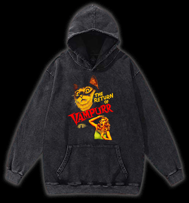 The Return of the Vampire Cat Vintage Washed 100% Cotton Hoodie - TheDrunkShark