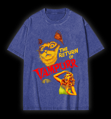 The Return of the Vampire Cat Vintage Washed 100% Cotton T-Shirt - TheDrunkShark