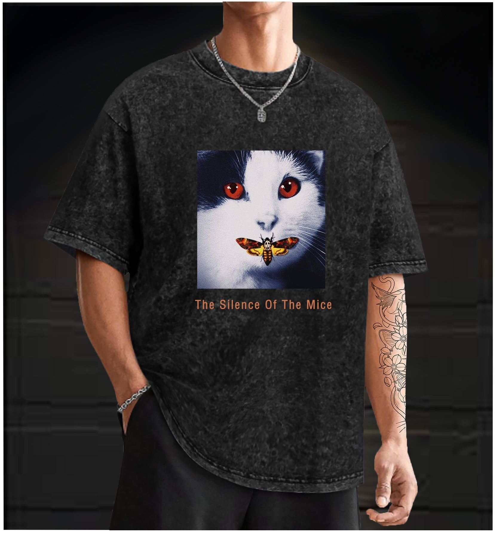  The Silence Of The Mice  Cat Vintage Washed 100% Cotton T-Shirt - TheDrunkShark