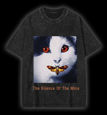  The Silence Of The Mice  Cat Vintage Washed 100% Cotton T-Shirt - TheDrunkShark