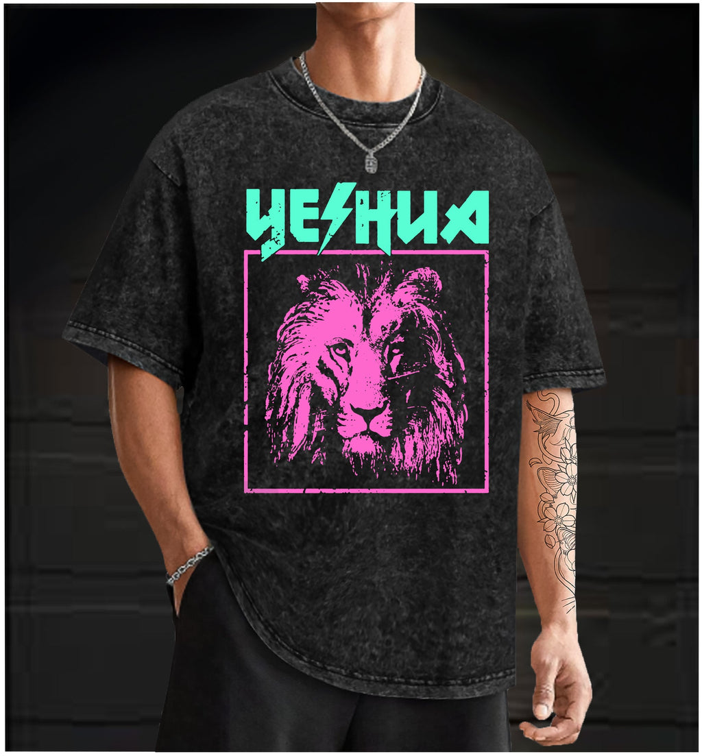  The Stylish Lion of YESHUA  Monster Vintage Washed 100% Cotton T-Shirt - TheDrunkShark