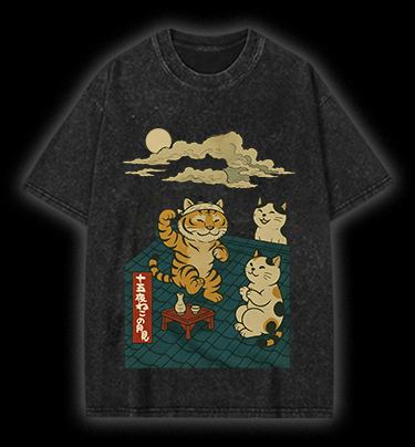 Tiger And Cat Vintage Washed 100% Cotton T-Shirt - TheDrunkShark