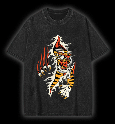  Tiger Claw  Vintage Washed 100% Cotton T-Shirt - TheDrunkShark