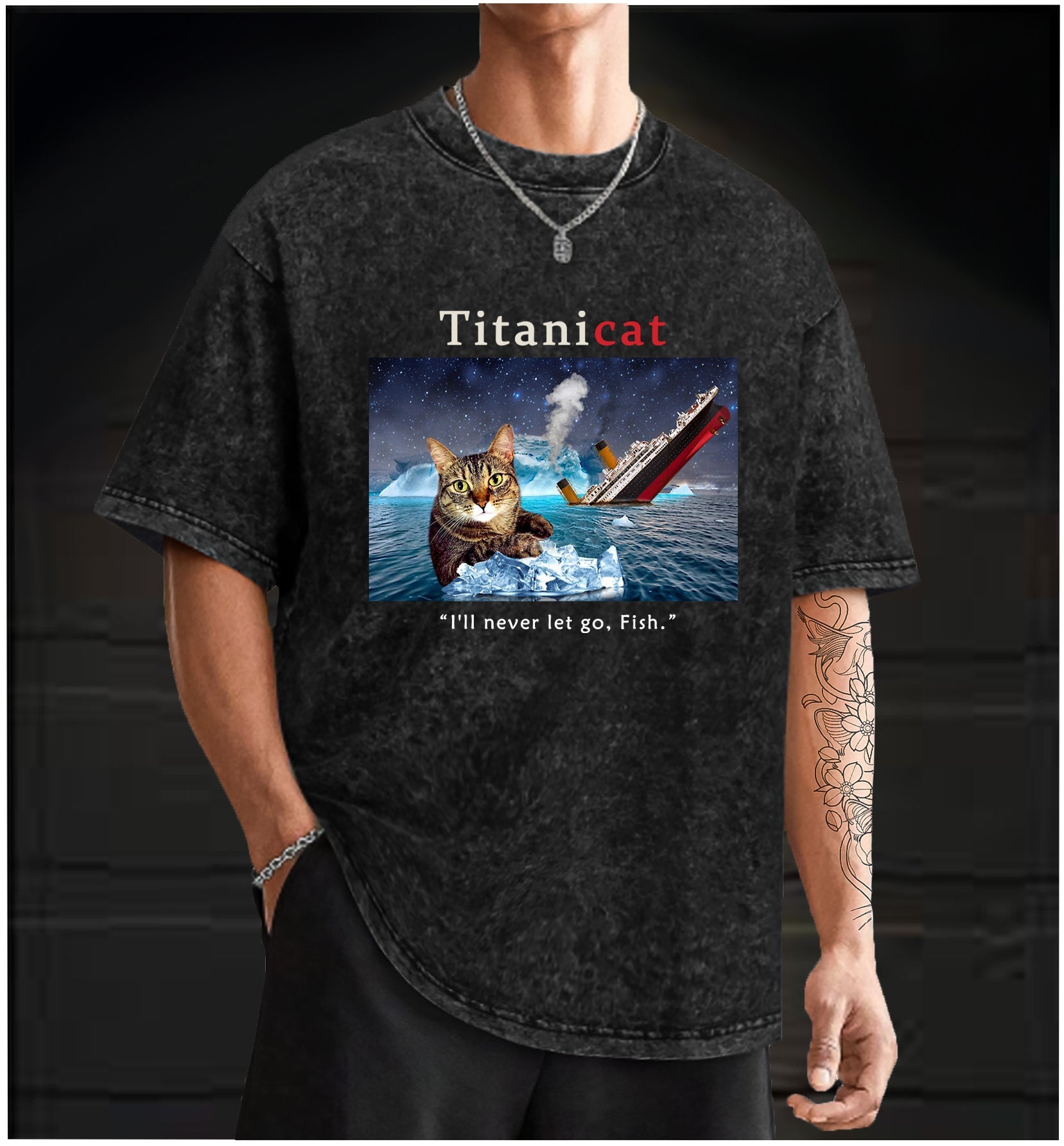  Titanicat  Vintage Washed 100% Cotton T-Shirt - TheDrunkShark