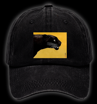 Toshi Yoshida Black Panther Vintage Washed 100% Cotton Baseball Hat - TheDrunkShark