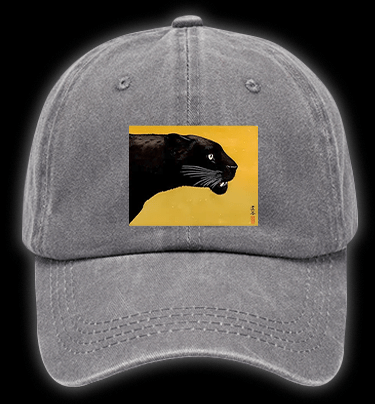 Toshi Yoshida Black Panther Vintage Washed 100% Cotton Baseball Hat - TheDrunkShark