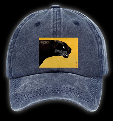 Toshi Yoshida Black Panther Vintage Washed 100% Cotton Baseball Hat - TheDrunkShark