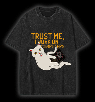 'Trust Me' Cat Vintage Washed 100% Cotton T-Shirt - TheDrunkShark