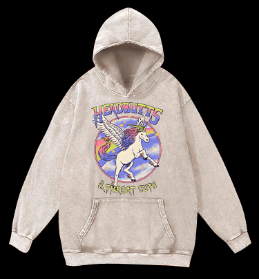Unicorn Headbutts & Throat Cuts Vintage Washed 100% Cotton Hoodie - TheDrunkShark
