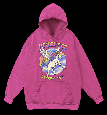 Unicorn Headbutts & Throat Cuts Vintage Washed 100% Cotton Hoodie - TheDrunkShark