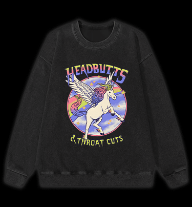 Unicorn Headbutts & Throat Cuts Vintage Washed 100% Cotton Sweatshirt - TheDrunkShark